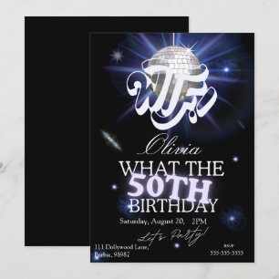 WTF Who’s Turning 50 Funny 50th Birthday Sarcastic Invitation