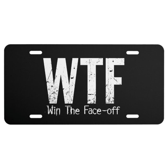 WTF: Win The Face-off (Hockey) License Plate (Front)