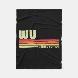Wu Surname Funny Retro Vintage 80s 90s Birthday Fleece Blanket