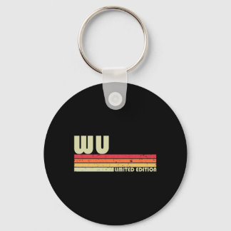 Wu Surname Funny Retro Vintage 80s 90s Birthday Keychain