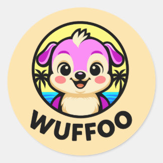 Wuffoo Adventures Cute Kawaii Puppy animation Classic Round Sticker