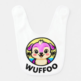 Wuffoo Adventures Cute Kawaii Puppy animation logo Baby Bib