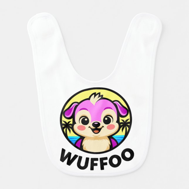 Wuffoo Adventures Cute Kawaii Puppy animation logo Baby Bib (Front)
