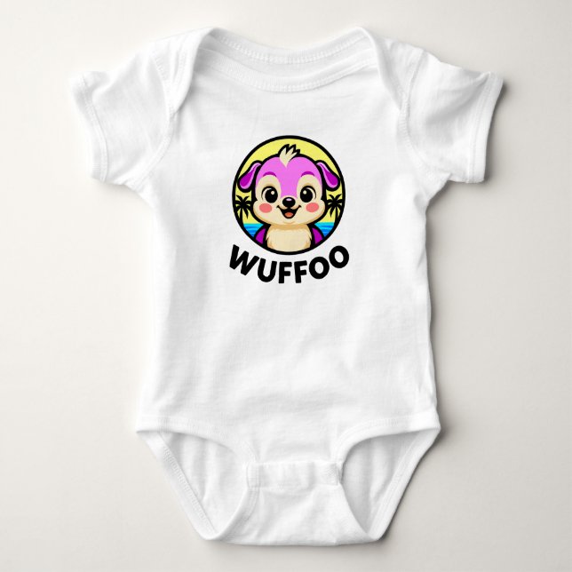 Wuffoo Adventures Cute Kawaii Puppy animation logo Baby Bodysuit (Front)