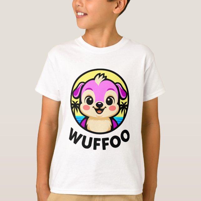 Wuffoo Adventures Cute Kawaii Puppy animation logo T-Shirt (Front)