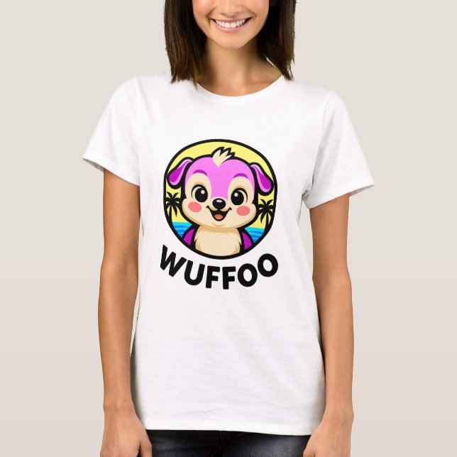Wuffoo Adventures Cute Kawaii Puppy animation logo T-Shirt (Front)