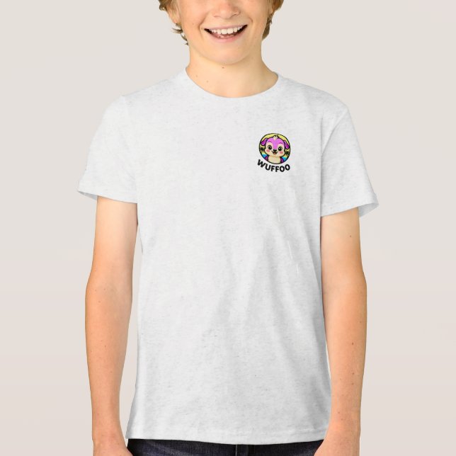 Wuffoo Adventures Cute Kawaii Puppy animation logo Tri-Blend Shirt (Front)