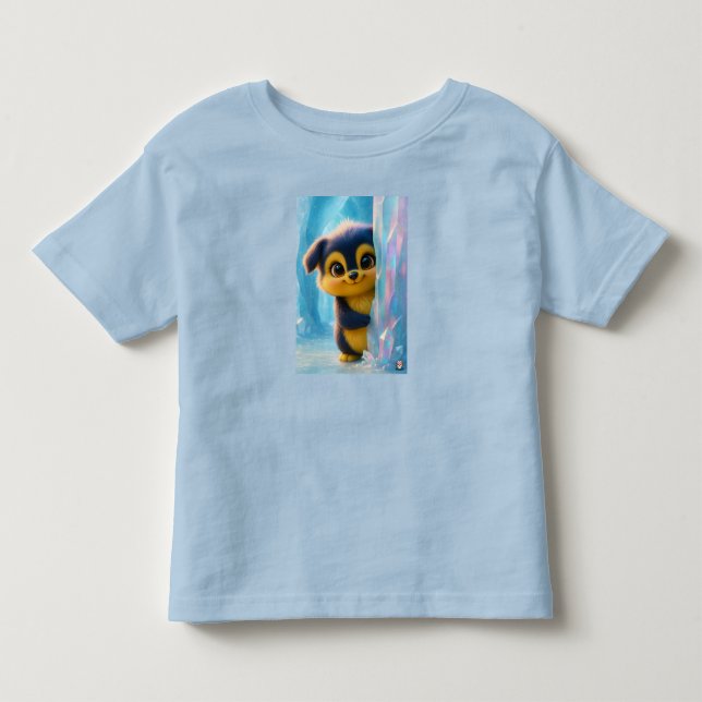 Wuffoo Molli Cute Kawaii Puppy Ice cave Toddler T-shirt (Front)