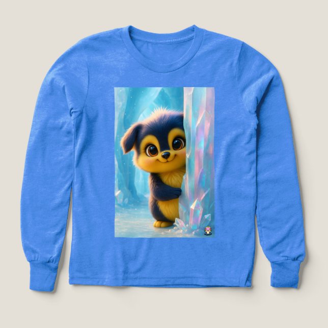 Wuffoo Molli Cute Kawaii Puppy Ice cave Tri-Blend Shirts (Design Front)