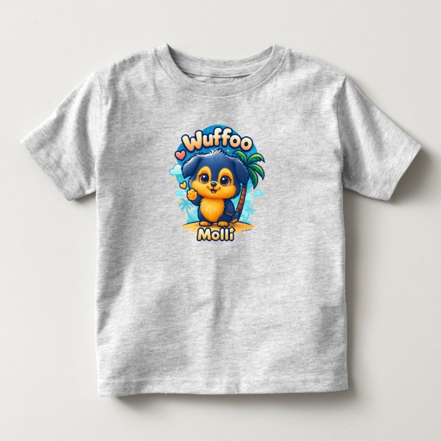 Wuffoo Molli Cute Kawaii Puppy Tropical Island  Toddler T-shirt (Front)