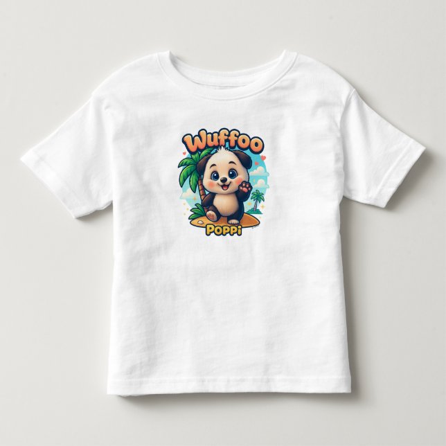 Wuffoo Poppi Cute Kawaii Puppy Tropical Island Toddler T-shirt (Front)