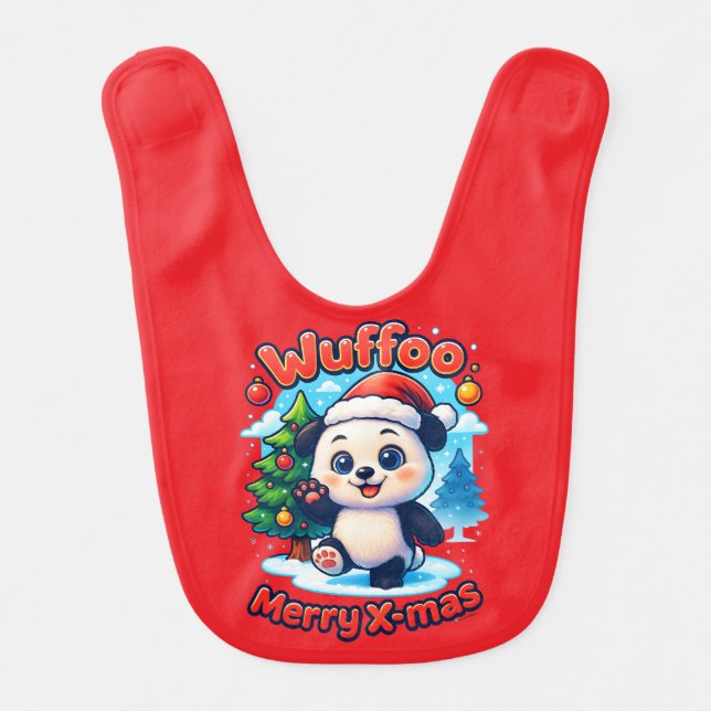 Wuffoo Poppi Merry X-mas Kawaii 3D Holiday Baby Bib (Front)