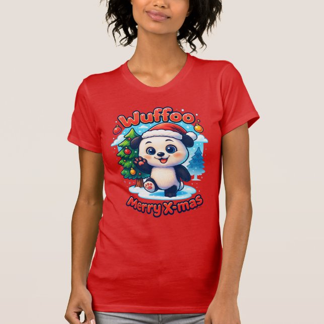 Wuffoo Poppi Merry X-mas Kawaii 3D Holiday T-Shirt (Front)