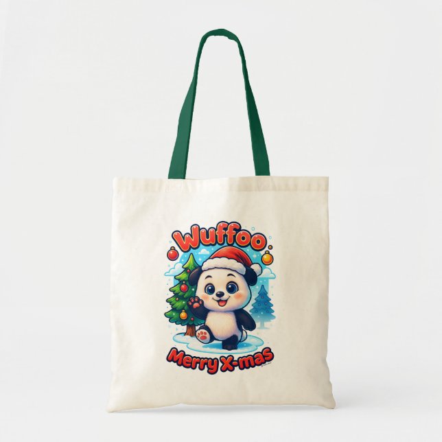 Wuffoo Poppi Merry X-mas Kawaii 3D Holiday Tote Bag (Front)