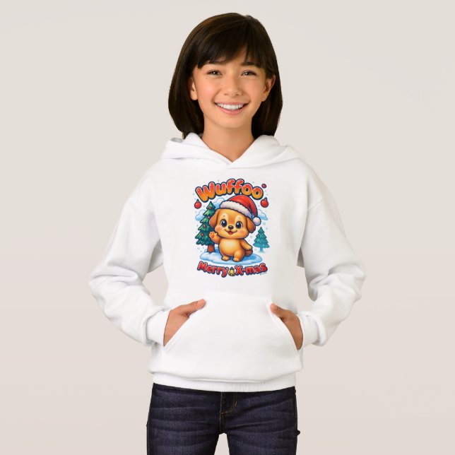 Wuffoo Roony Merry X-mas Kawaii 3D Holiday Hoodie (Front Full)