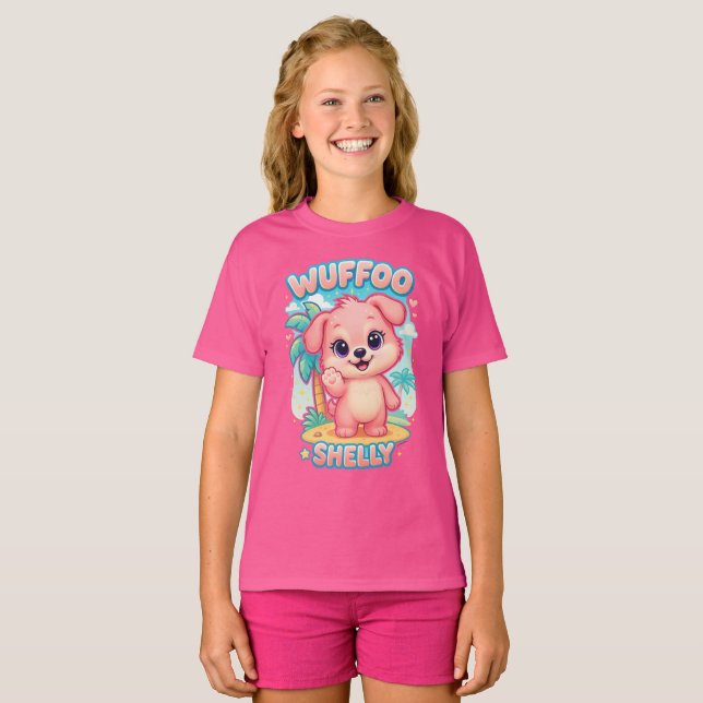Wuffoo Shelly Kawaii Puppy Tropical Island T-Shirt (Front Full)