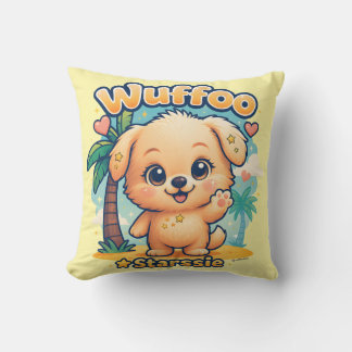 Wuffoo Starssie Kawaii Puppy Tropical Island Throw Pillow