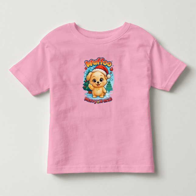 Wuffoo Starssie Merry X-mas Kawaii 3D Holida Toddler T-shirt (Front)