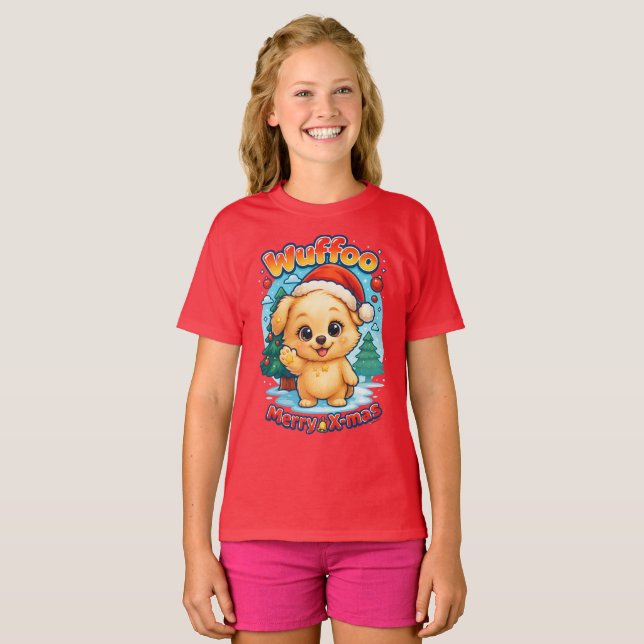 Wuffoo Starssie Merry X-mas Kawaii 3D Holiday T-Shirt (Front Full)