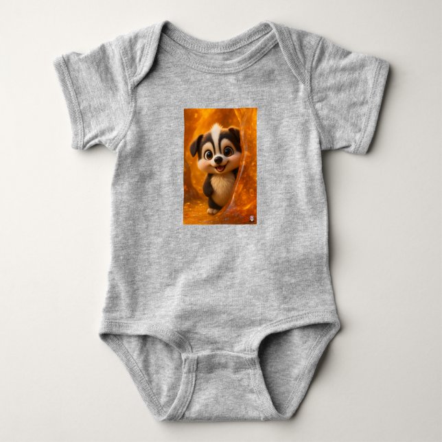 Wuffoo Surffie Cute Kawaii Puppy Amber Baby Bodysuit (Front)