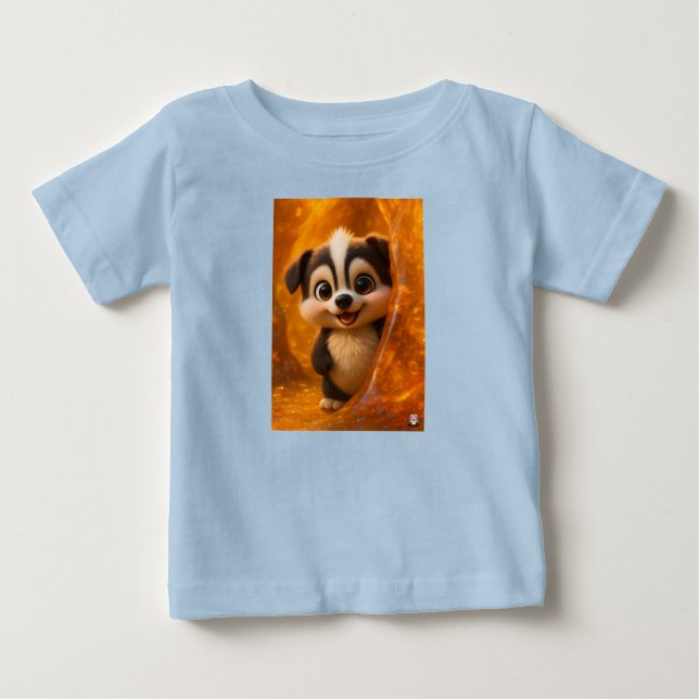 Wuffoo Surffie Cute Kawaii Puppy Amber Baby T-Shirt (Front)