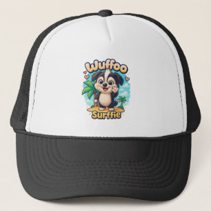 Wuffoo Surffie Cute Kawaii Puppy Tropical Island Trucker Hat