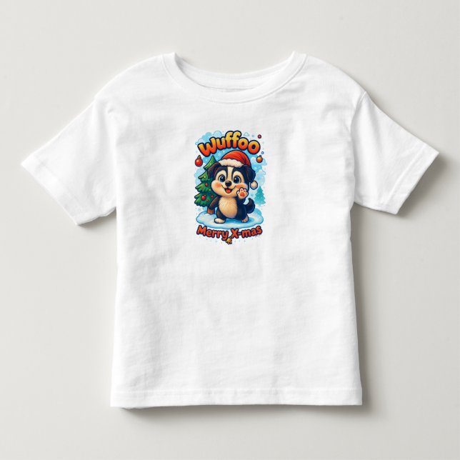 Wuffoo Surffie Merry X-mas Kawaii 3D Holiday Toddler T-shirt (Front)