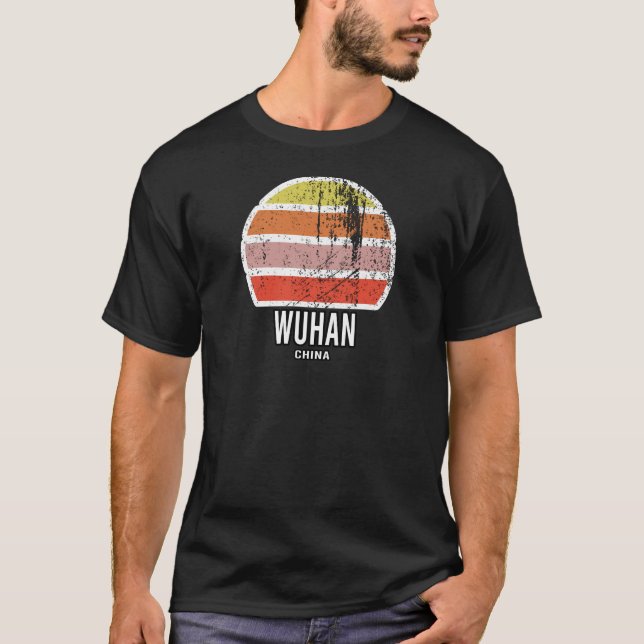 Wuhan China Abstract Vintage Sunset Souvenir T-Shirt (Front)