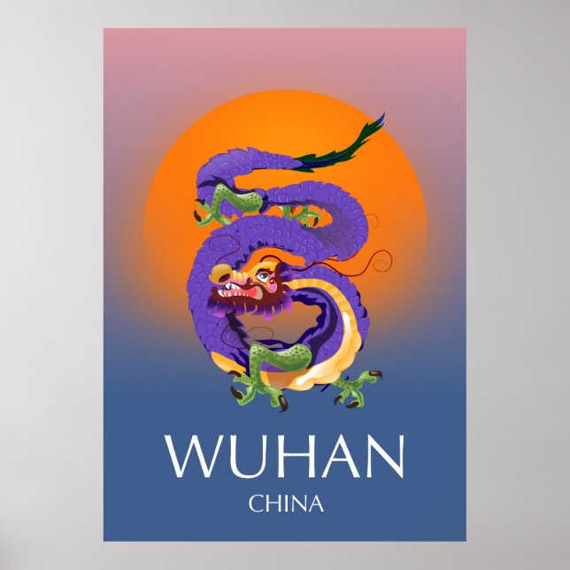 Wuhan China Dragon travel poster (Front)