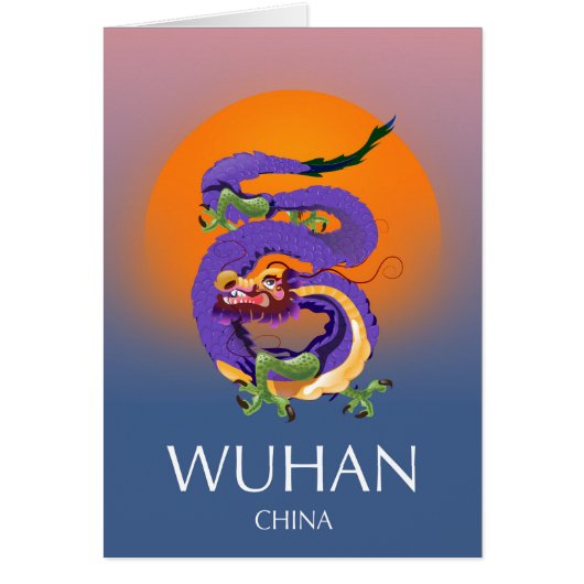 Wuhan China Dragon travel poster Cards (Front)