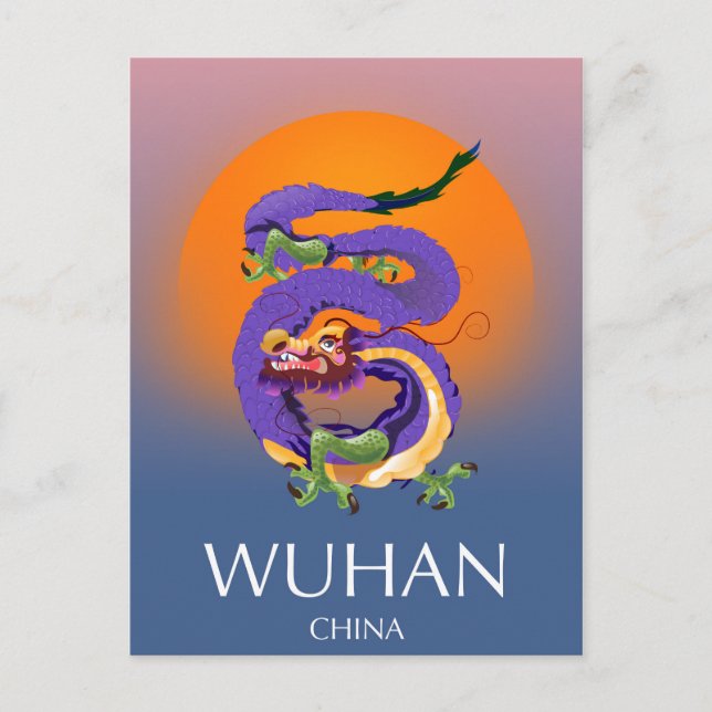 Wuhan China Dragon travel poster Postcard (Front)