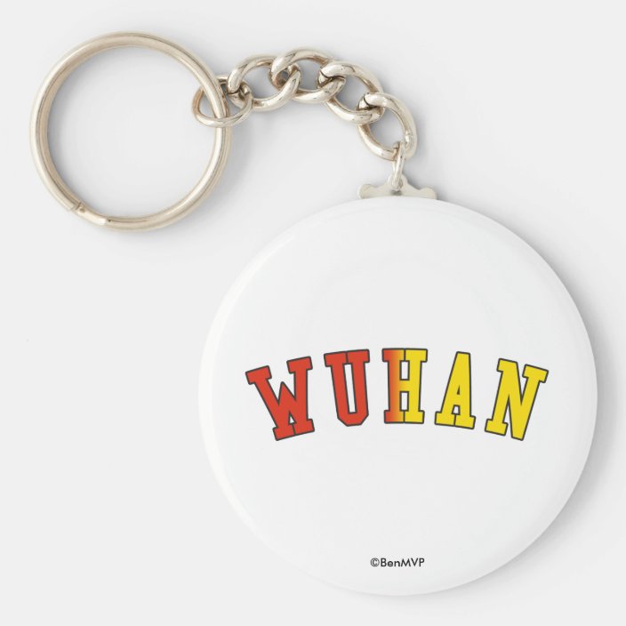 Wuhan in China National Flag Colors Keychain