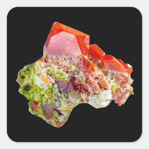 Wulfenite Specimen Mineral Crystal Nature Art Square Sticker