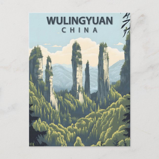 Wulingyuan China Vintage Travel Postcard (Front)
