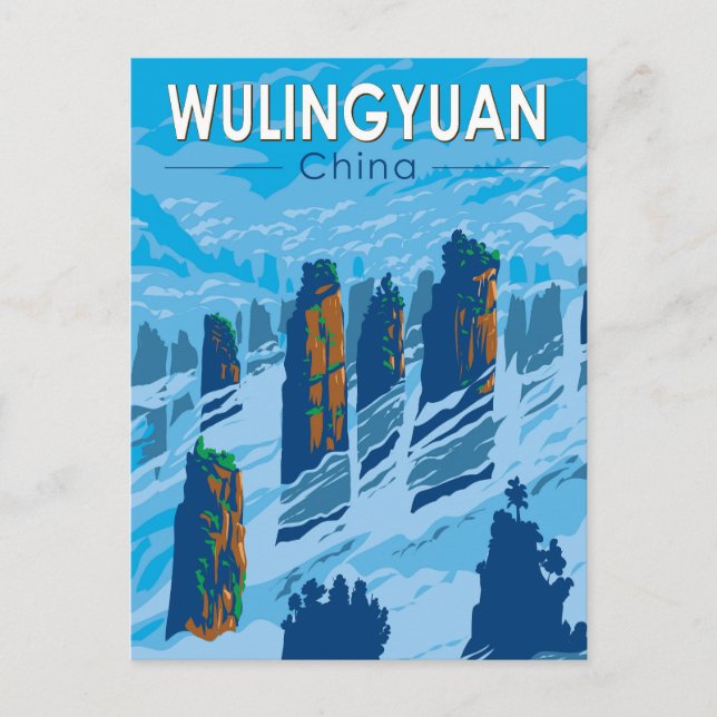 Wulingyuan Scenic Area China Travel Art Vintage Postcard (Front)
