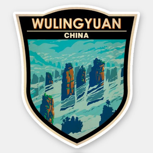 Wulingyuan Scenic Area China Travel Art Vintage Sticker