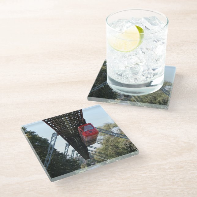 Wuppertal Floating Train / Wuppertaler Schwebebahn Glass Coaster (Angled)