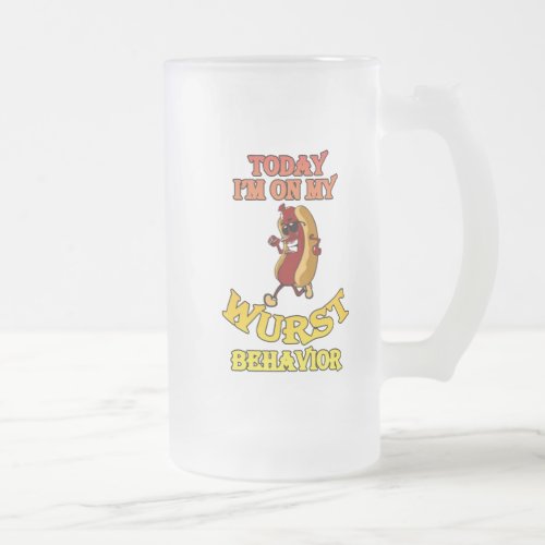 Wurst Behavior Oktoberfest Frosted Glass Beer Mug