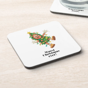 Wurst Christmas ever! Funny Salami Beverage Coaster