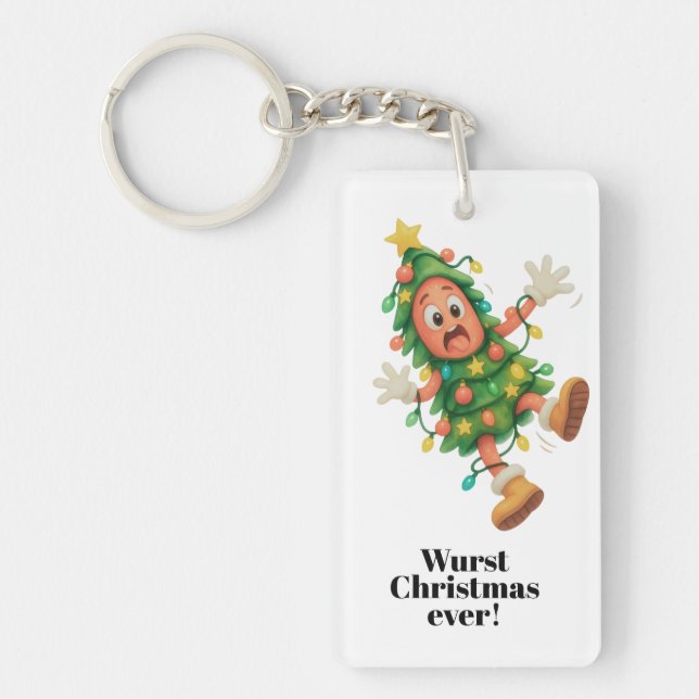 Wurst Christmas ever! Funny  Salami  Keychain (Front)