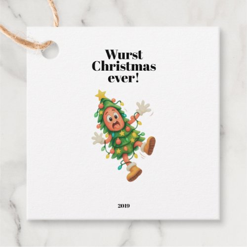 Wurst Christmas ever! Funny Salami photo Favor Tags
