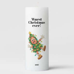 Wurst Christmas ever! Funny Salami photo Pillar Candle