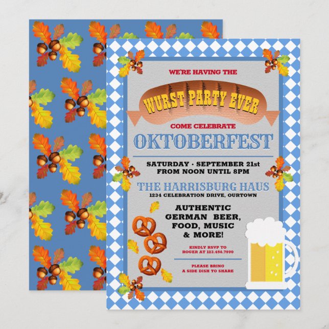 Wurst Party Ever Funny Oktoberfest Invitation (Front/Back)
