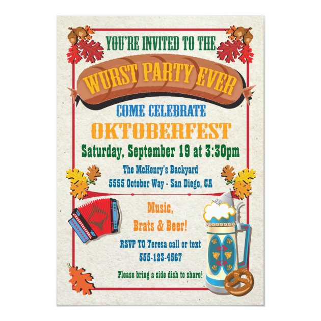 Wurst Party Ever Oktoberfest Invitations