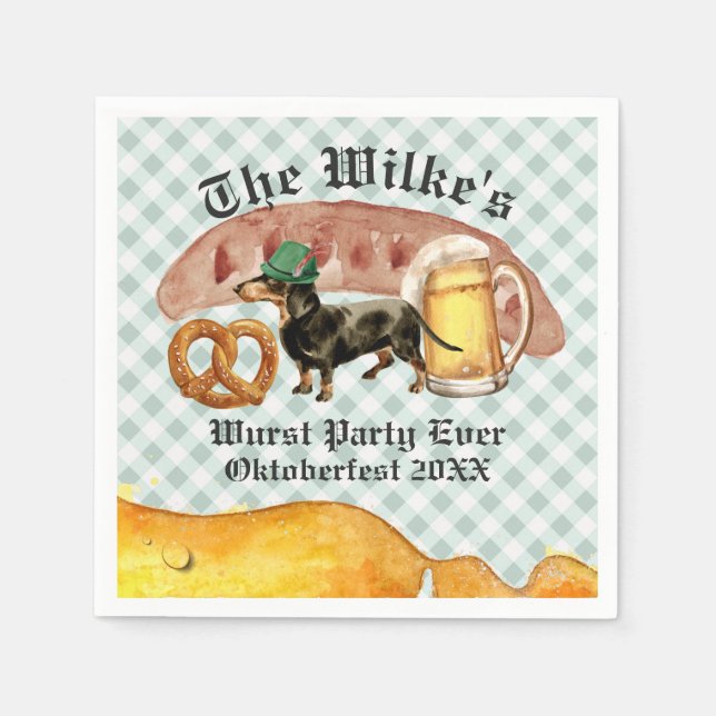 Wurst Party Ever | Watercolor Oktoberfest  Napkins (Front)