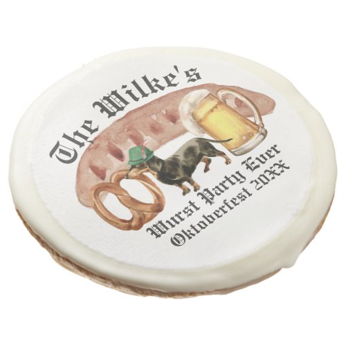 Wurst Party Ever  Watercolor Oktoberfest  Sugar Cookie