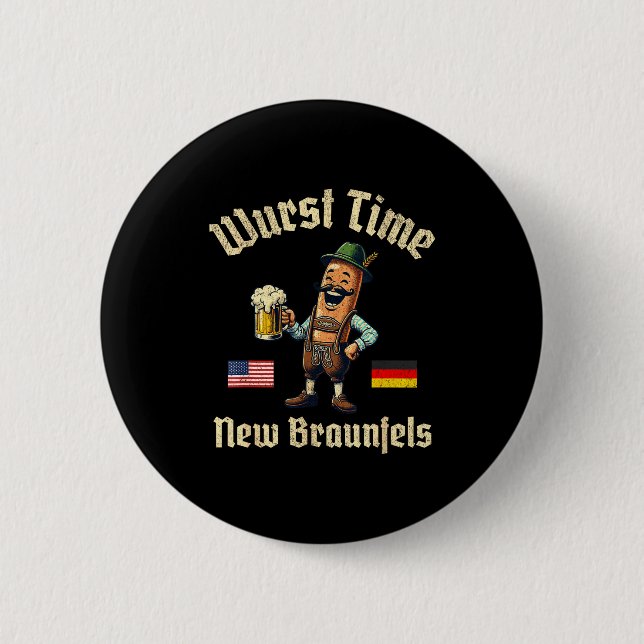 Wurst Time Wurst Fest German Beer Festival New Bra Button (Front)