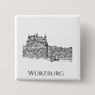Würzburg Bavaria Cityscape Minimalist Line Art Button
