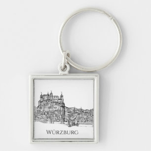 Würzburg Bavaria Cityscape Minimalist Line Art Keychain