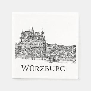 Würzburg Bavaria Cityscape Minimalist Line Art Napkins